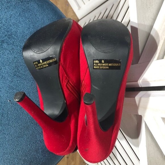 Body Central Red Platform Peep Toe Stiletto Heels Size 8 - Picture 8 of 12
